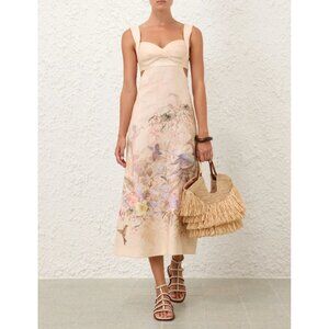 New Zimmermann Illuminate Midi Dress Ivory Tropical